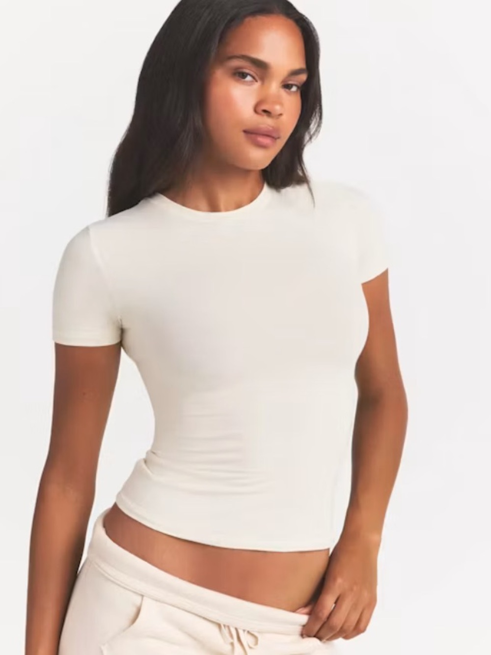 NWT Skims Cotton Jersey T-Shirt Bone Color Size Medium